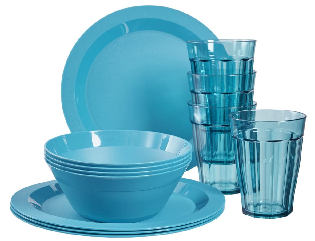 US Acrylic Cambridge plastic plate, bowl, and tumbler sets come in a variety of colors