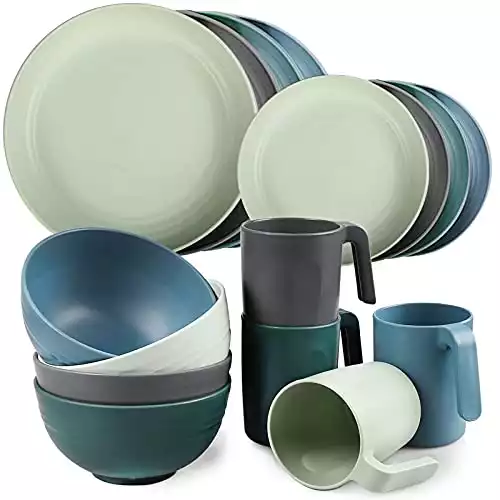 Unbreakable Plastic Dinnerware Set by Shopwithgreen - Set for 4