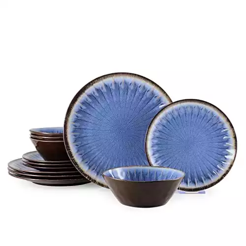 Melamine Plastic Dinnerware by Gufaith - Set for 4 in Blue