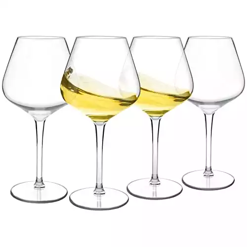 Michley Unbreakable Tritan Plastic Wine Glasses | BPA-free | 18 oz | Set of 4