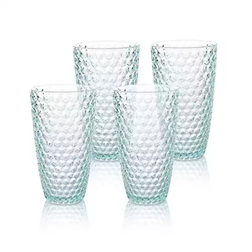 Bellaforte Tritan Plastic Glasses in Diamond Hobnail Texture | 19-oz | Set/4