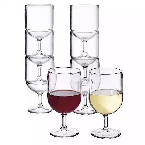 21-ounce Unbreakable Acrylic Wine Glasses Plastic Stem Wine Glasses , Set of 6 - All Purpose, Red or White Wine Glass, Dishwasher Safe, BPA Free