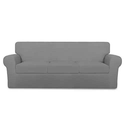 PureFit Super Stretch Couch Cover - 3 Cushion Slipcover | Light Gray