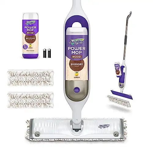 Swiffer PowerMop Wood Mop Kit for Wood Floor Cleaning + 2 Mopping Pad Refills