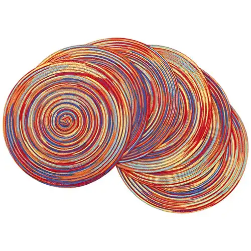 Round Braided Placemats Set/6 - Solid & Multicolor Styles