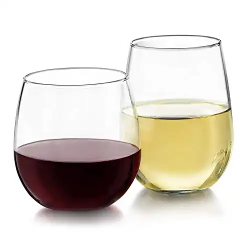 Libbey Stemless Wine Glasses Set of 12, Dishwasher-Safe Glass- 6 Red and 6 White