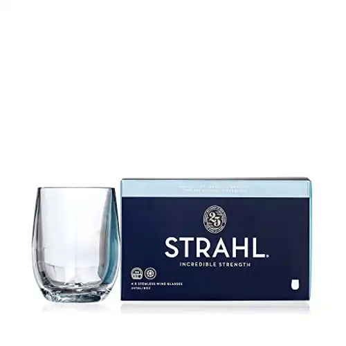 Strahl Unbreakable Stemless Osteria Wine Glass, Polycarbonate Plastic Set/4