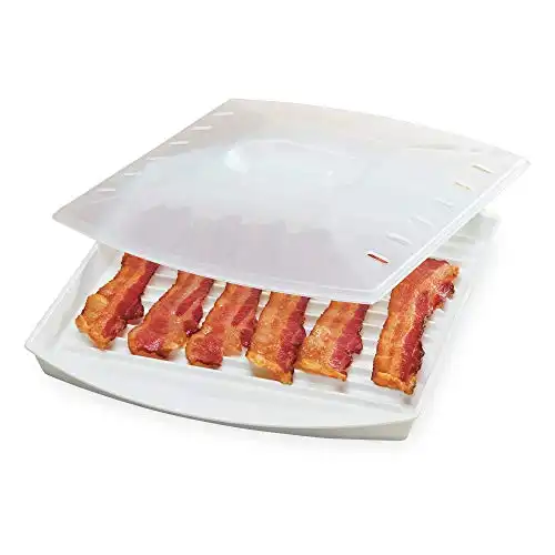 Progressive International Prep Solutions Microwavable Bacon Grill w/Lid, White