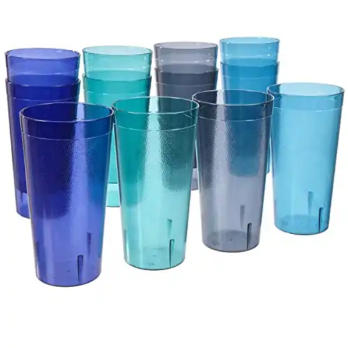 US Acrylic Café Plastic Reusable Tumblers (Set of 12) 32-ounce BPA-free, Made in the USA